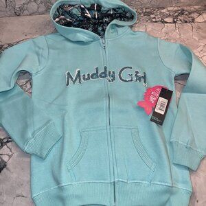 Muddy Girl Blue Zip Hoodie Girls Youth Large (10/12) NEW